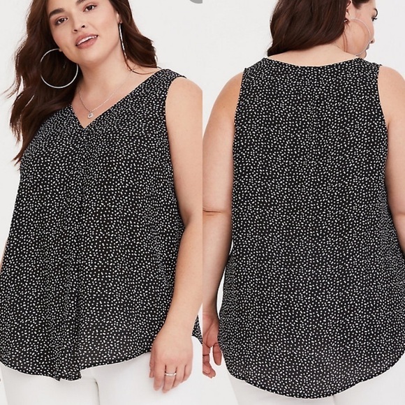 Torrid Polka Dot Single Pleat Georgette Tunic Top - Picture 1 of 7